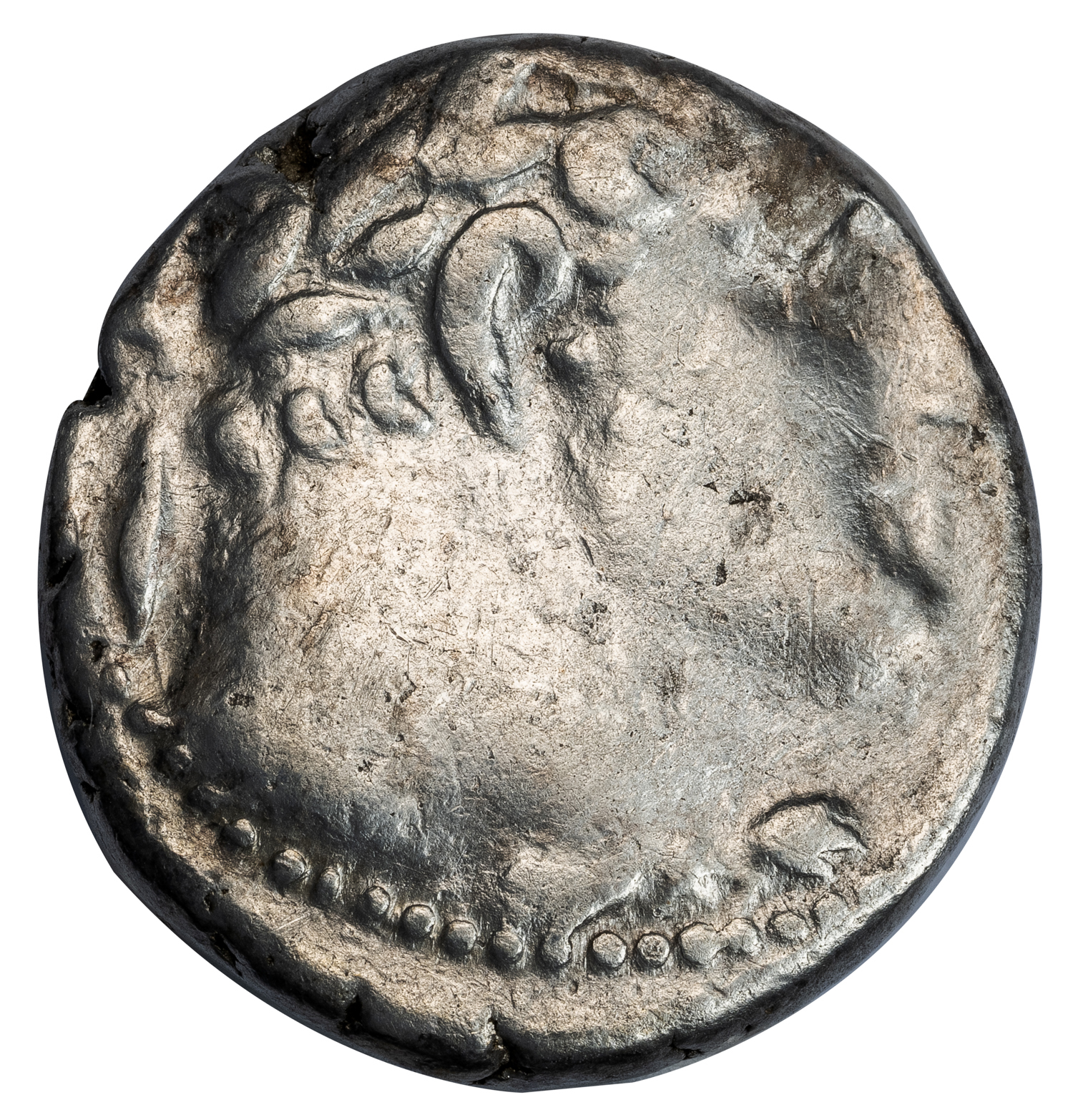 TYRE SILVER TETRADRACHM - RARE CHRIST LIFETIME ISSUE OF TYRE YEAR 143 (AD 17/18) - VF NGC GRADED GREEK PHOENICIA COIN (Inv. 17699) - Image 2