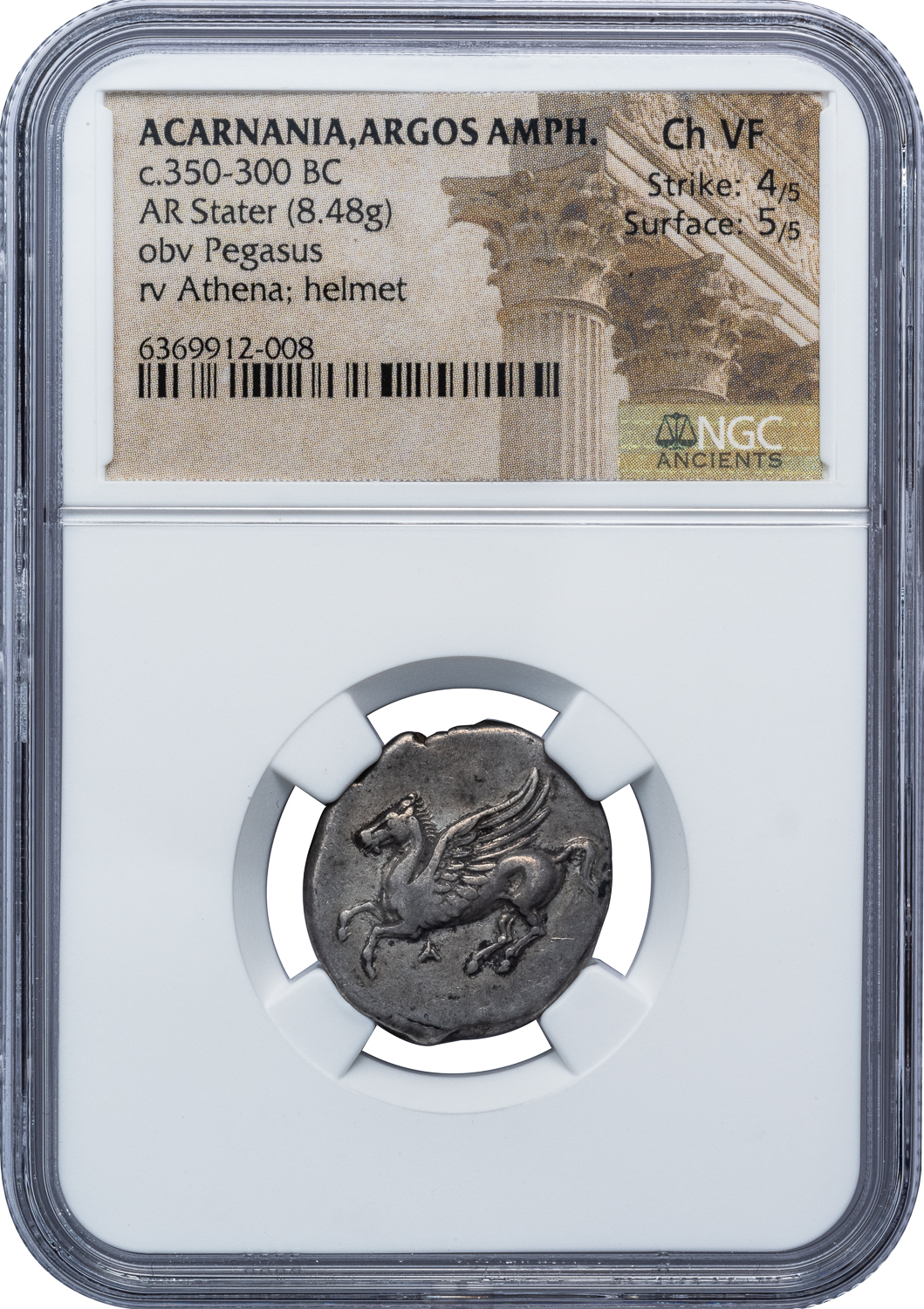 ARGOS AMPHILOCHICHUM SILVER STATER - PEGASUS ISSUE WITH CORINTHIAN HELMET SYMBOL EX SALTON COLLECTION - CHOICE VF NGC GRADED GREEK ACARNANIA COIN (Inv. 18515) - Image 5