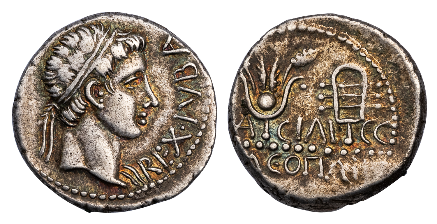 JUBA II & CLEOPATRA SELENE SILVER DENARIUS - ISSUE IN NAME OF CLEOPATRA VII'S DAUGHTER WITH MARC ANTONY - CHOICE VF NGC GRADED KINGDOM OF MAURETANIA COIN (Inv. 19063)