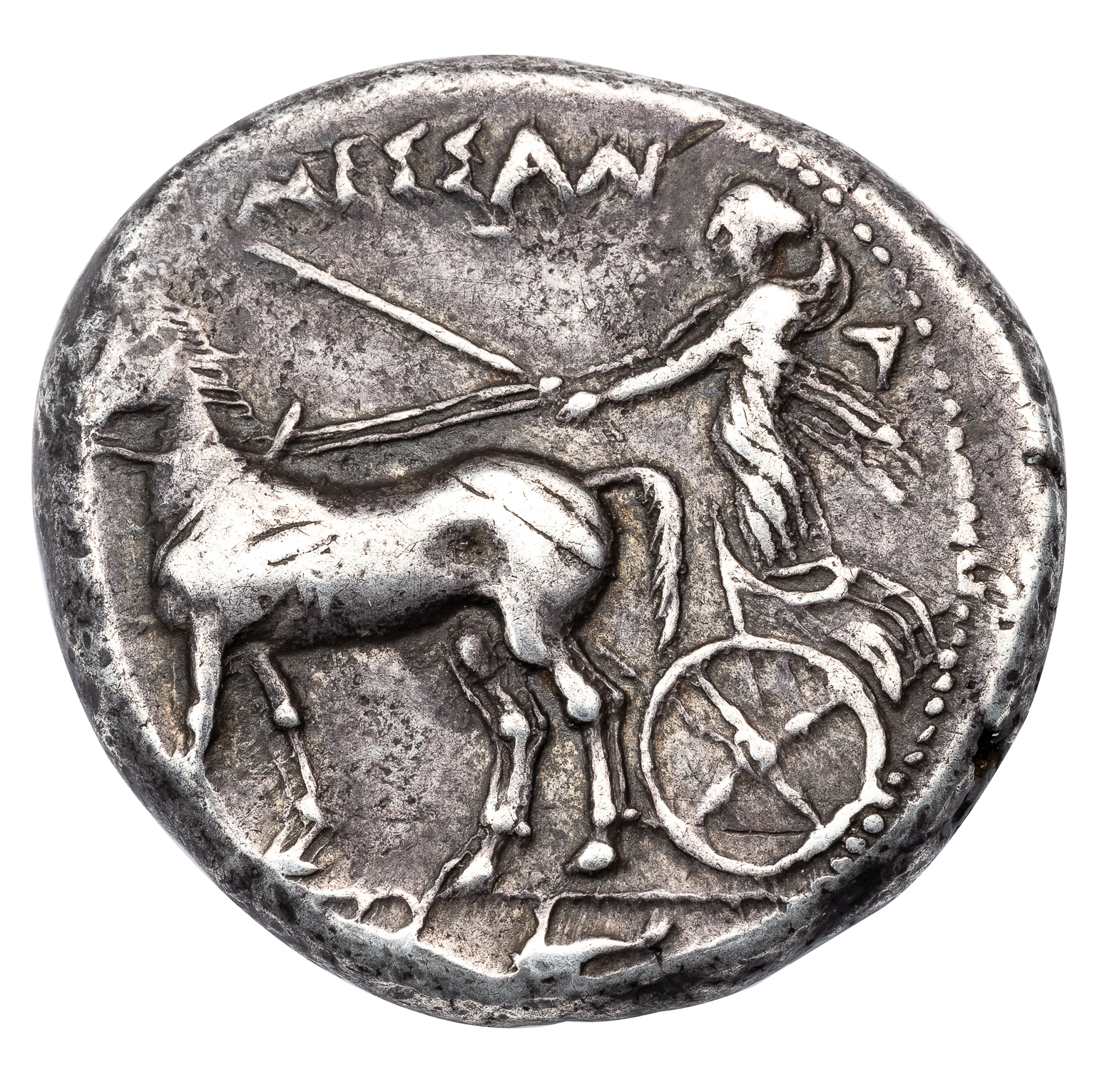 MESSANA SILVER TETRADRACHM - SPECIMEN WITH CICADA SYMBOL EX HIRSCH 1913 SALE - VF NGC GRADED GREEK SICILY COIN (Inv. 19214) - Image 2