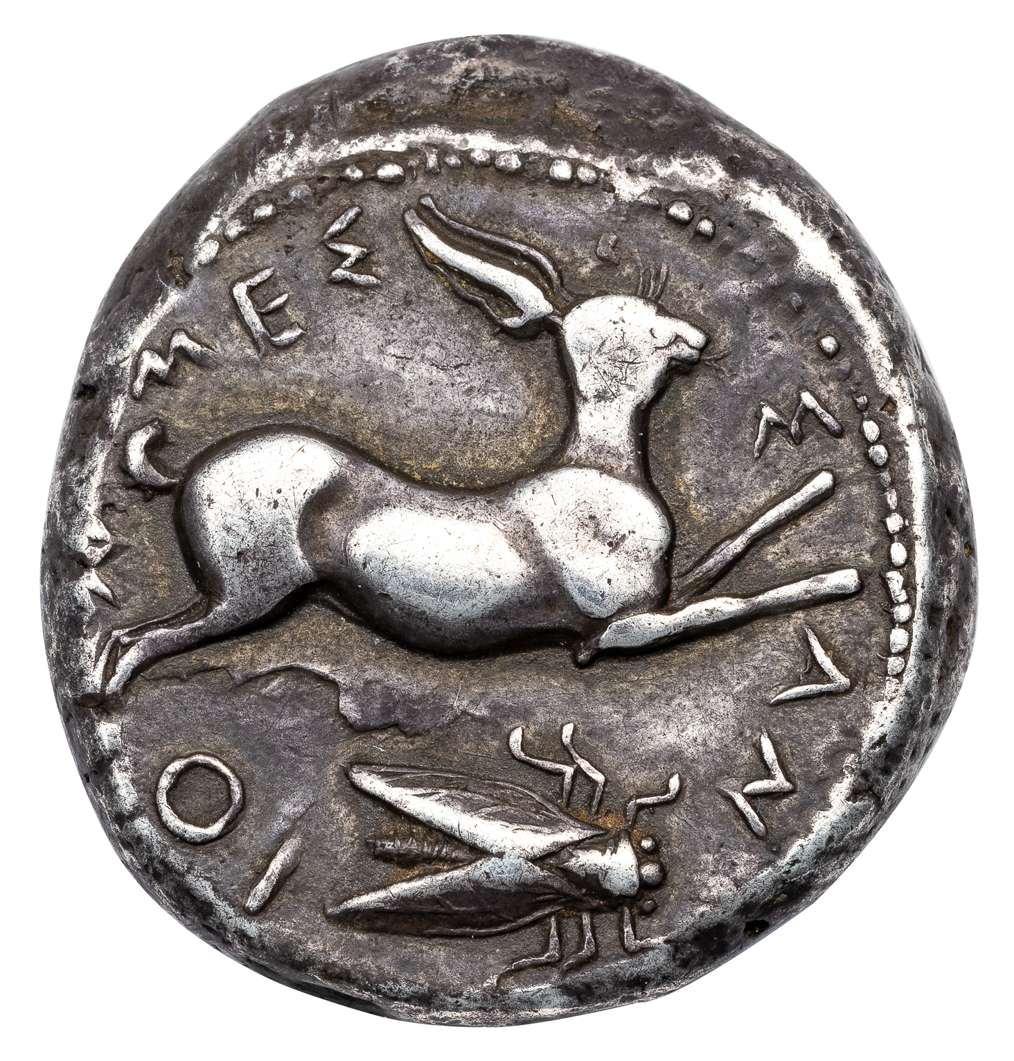 MESSANA SILVER TETRADRACHM - SPECIMEN WITH CICADA SYMBOL EX HIRSCH 1913 SALE - VF NGC GRADED GREEK SICILY COIN (Inv. 19214) - Image 3