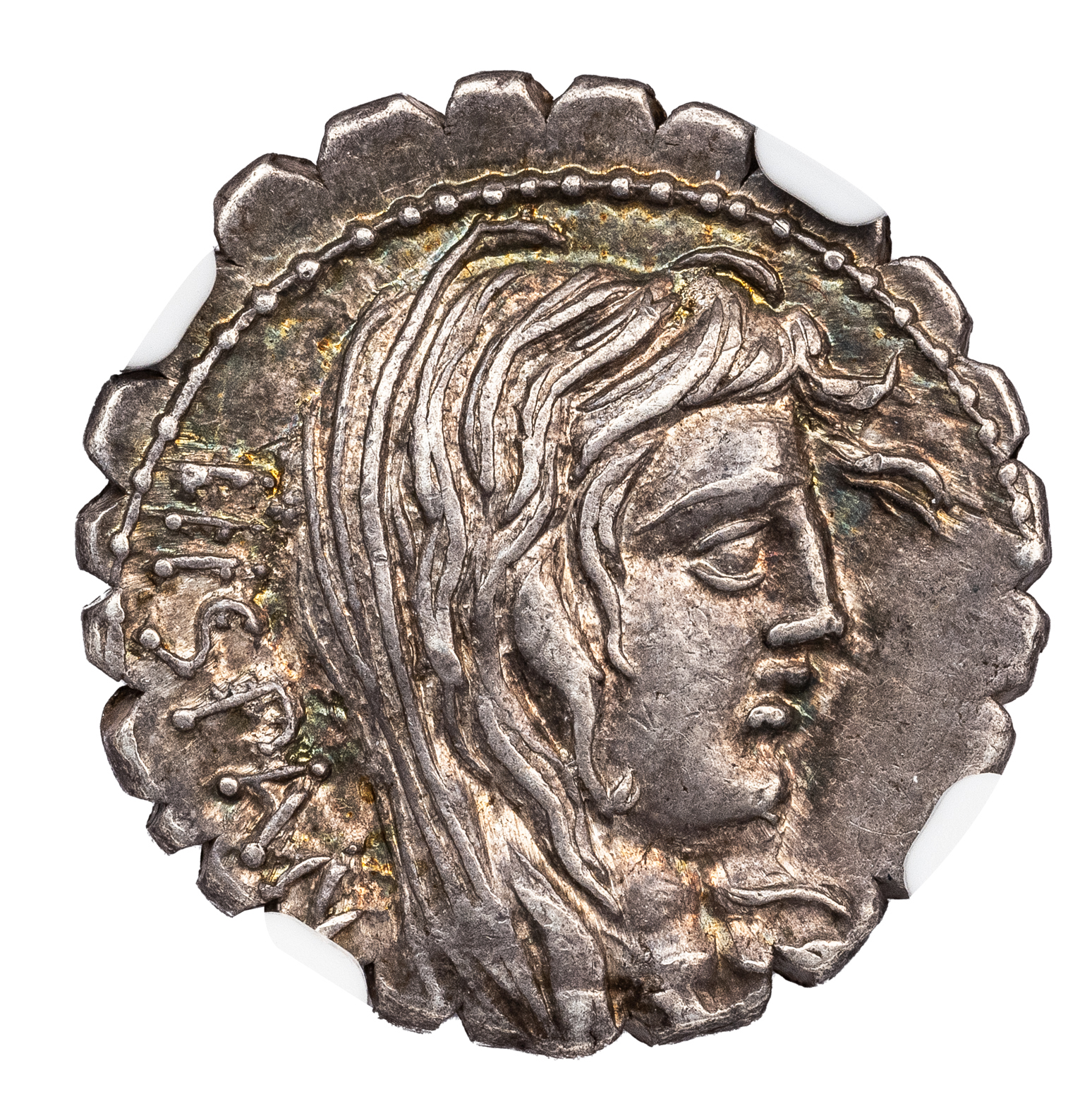 A POSTUMIUS SILVER DENARIUS - ISSUE WITH HEAD OF HISPANIA - CHOICE XF 5/5 5/5 NGC GRADED ROMAN REPUBLICAN COIN (Inv. 19776) - Image 2