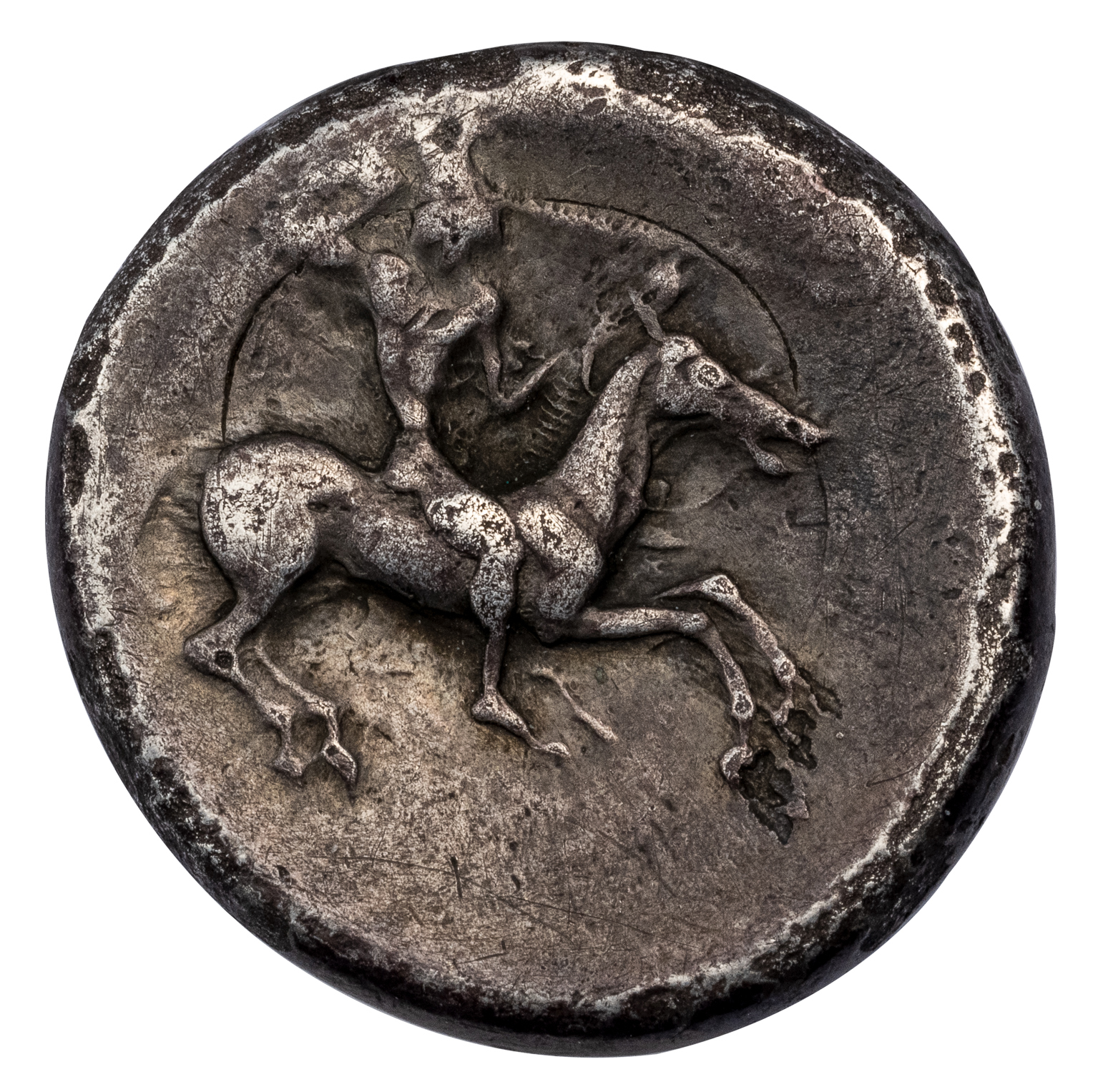 GELA SILVER DIDRACHM - EARLY 5th CENTURY ISSUE EX FLEISCHMANN COLLECTION - CHOICE VF NGC GRADED GREEK SICILY COIN (Inv. 20022) - Image 2